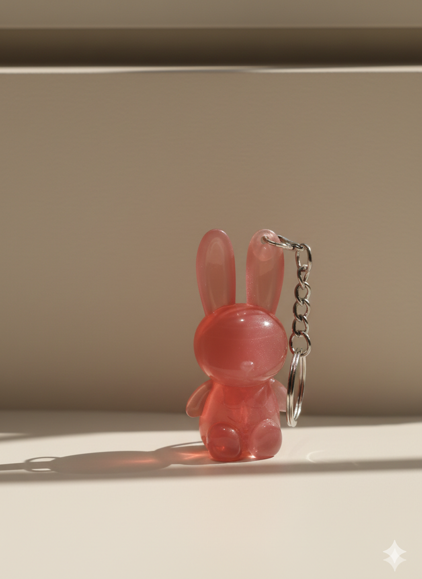 Kiavvi BunnyPop Lip Charm Keychain- Coral Rose