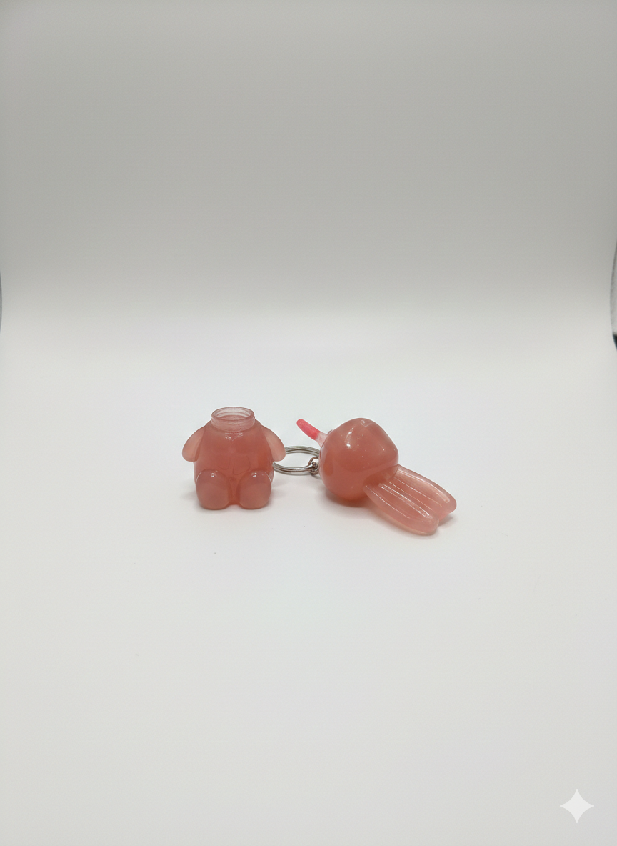 Kiavvi BunnyPop Lip Charm Keychain- Coral Rose