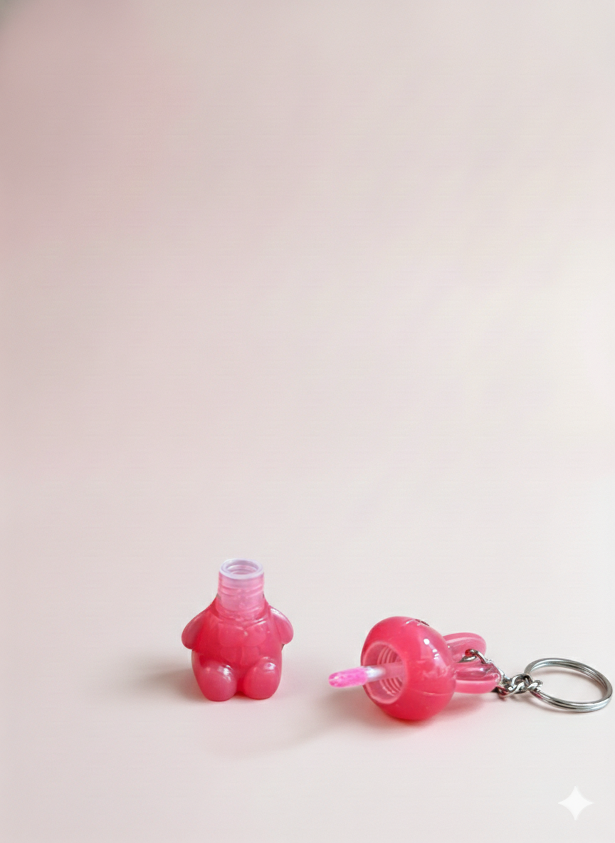 Kiavvi BunnyPop Lip Charm Keychain- Candy Pink