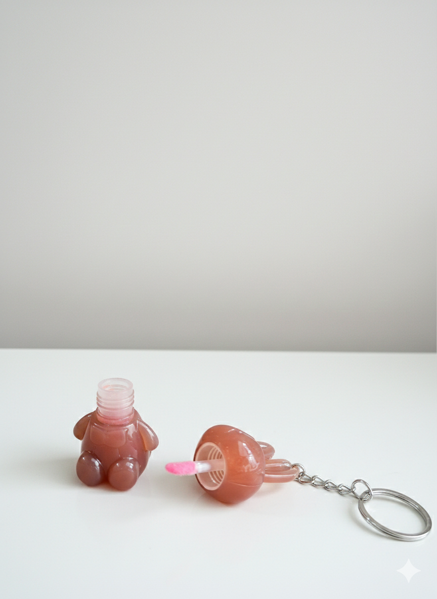 Kiavvi BunnyPop Lip Charm Keychain- Brown