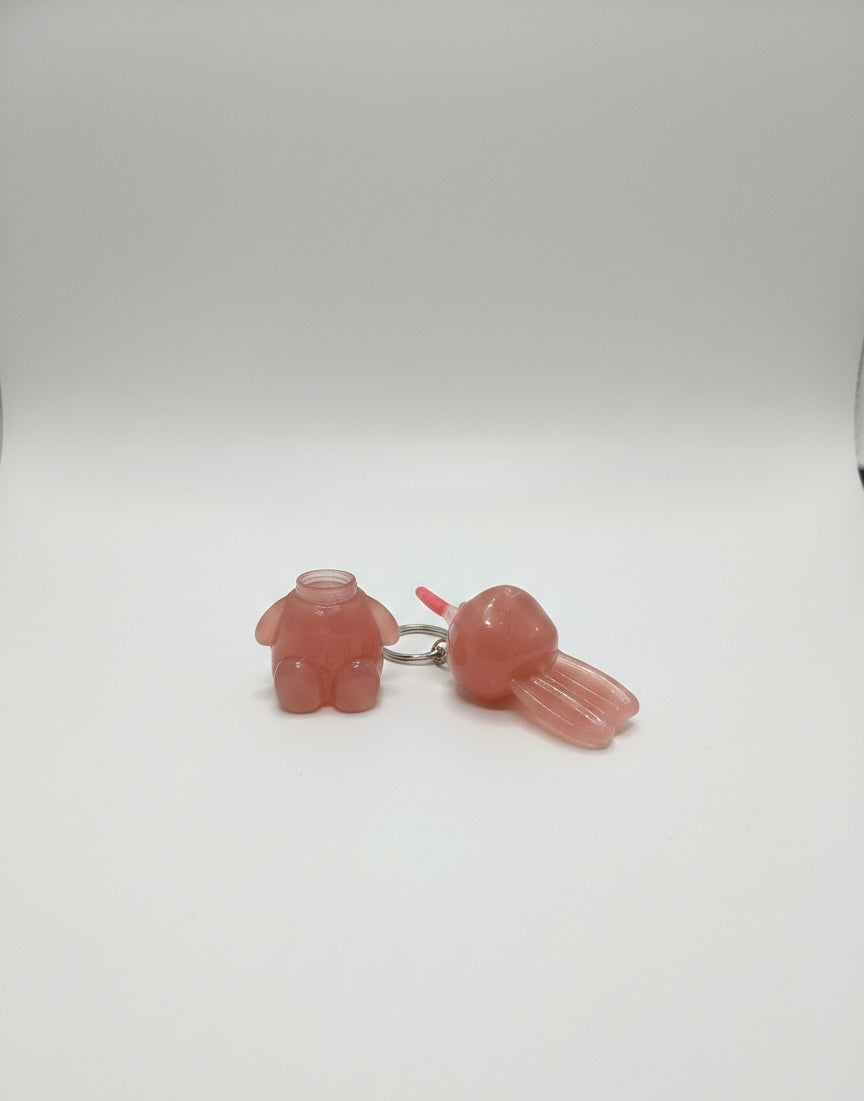 Kiavvi BunnyPop Lip Charm Keychain- Coral Rose