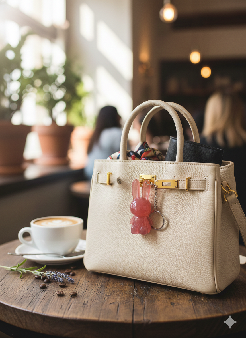 Kiavvi BunnyPop Lip Charm Keychain- Coral Rose